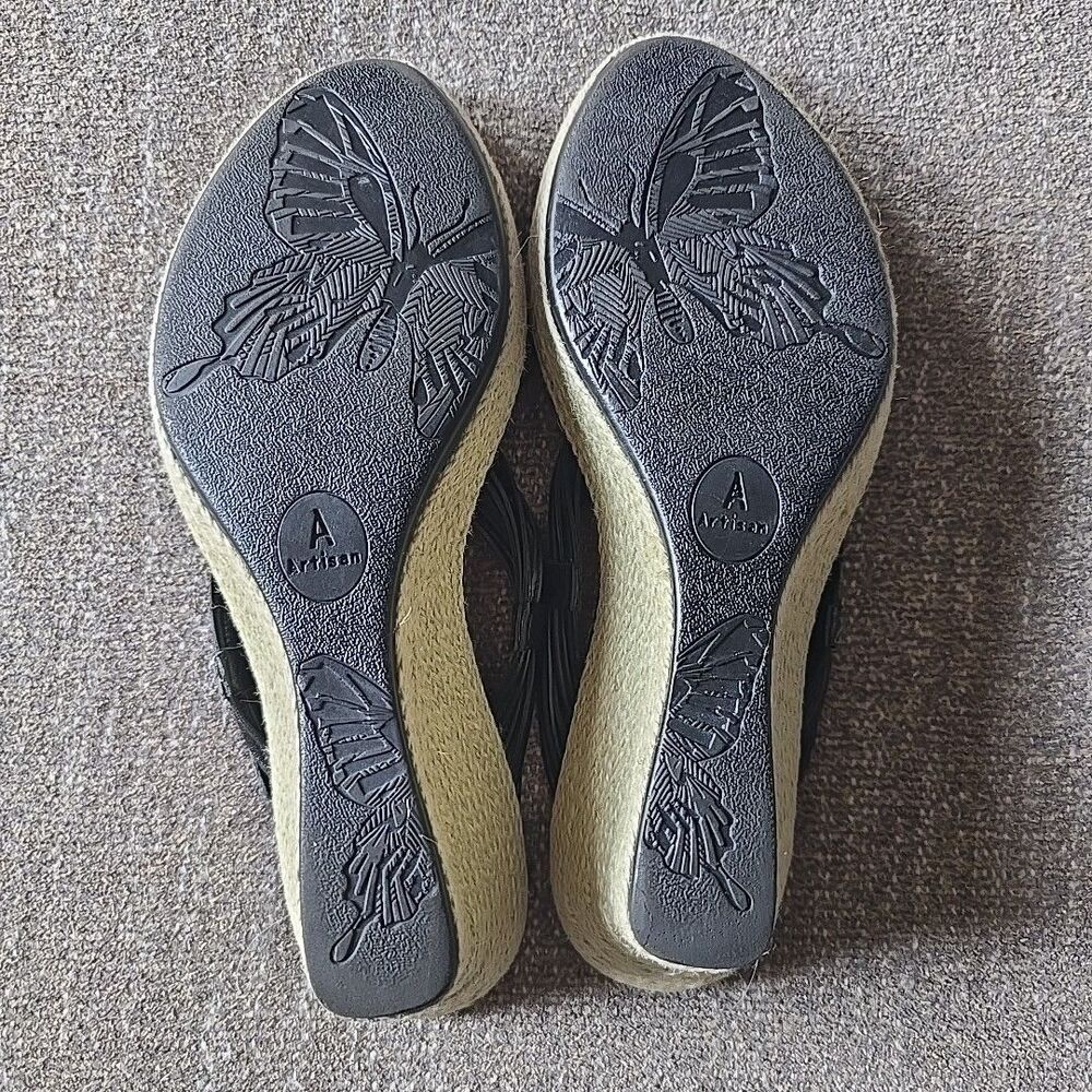 Clarks Artisan Black Leather Wedge Strappy Comfort 87116 Womens Size 8 Sandals - Picture 6 of 6